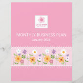 Roze Bloemen Zakelijk Multomap Maandelijkse verdel (Achterkant)