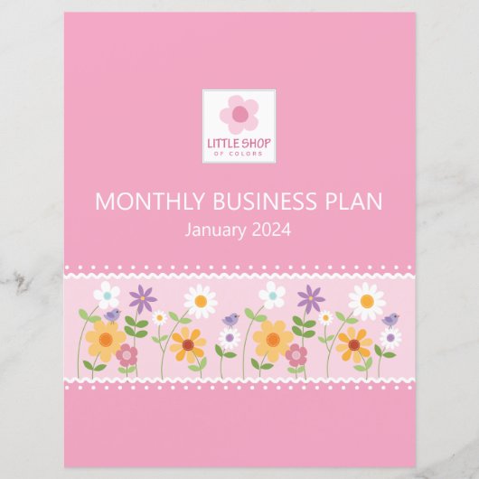 Roze Bloemen Zakelijk Multomap Maandelijkse verdel (Voorkant)
