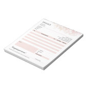 Roze Bloemen Zakelijke Factuur Verkoop Sjabloon Notitieblok (Linkerzijde)