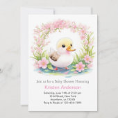 Roze Bloemen Zalig Duckling Meisje Baby shower Kaart (Voorkant)