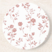 Roze Bloemen Zandsteen Onderzetter (Voorkant)