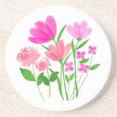 Roze bloemen zandsteen onderzetter (Voorkant)