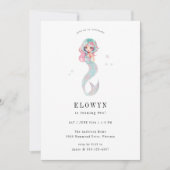 Roze Bloemen Zeemeermin Verjaardagsfeest Kaart (Voorkant)