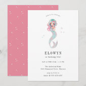 Roze Bloemen Zeemeermin Verjaardagsfeest Kaart (Voorkant / Achterkant)