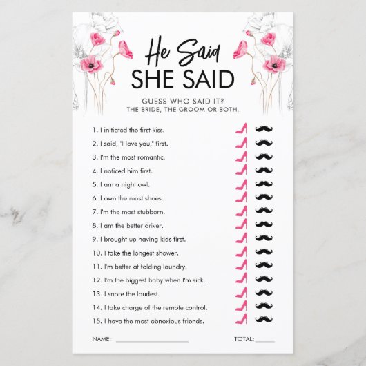 Roze bloemen zei dat ze het spel zei |  (Voorkant)