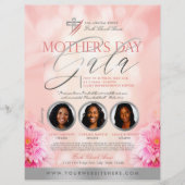 Roze Bloemen & Zilver Moederdag Gala Kerk Flyer (Voorkant)