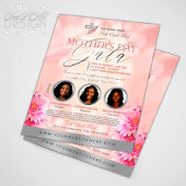 Roze Bloemen & Zilver Moederdag Gala Kerk Flyer