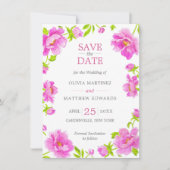 Roze Bloemen Zilveren Huwelijk Save the Date (Voorkant)