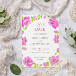 Roze Bloemen Zilveren Huwelijk Save the Date