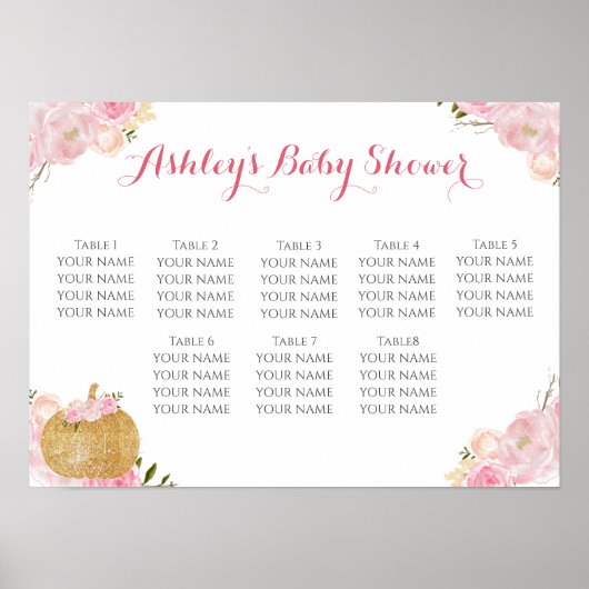 roze bloemen Zitdiagram Poster (Voorkant)