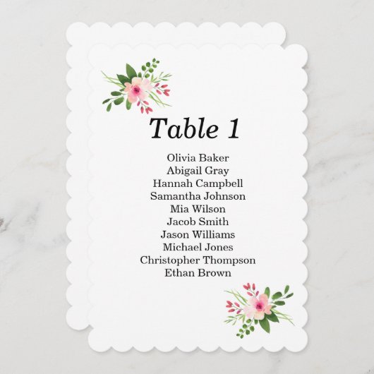 Roze bloemen zitgrafiek. Zomer tuin bruiloft Kaart (Voorkant / Achterkant)