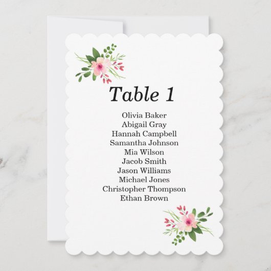 Roze bloemen zitgrafiek. Zomer tuin bruiloft Kaart (Voorkant)