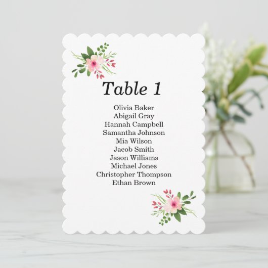 Roze bloemen zitgrafiek. Zomer tuin bruiloft Kaart (Staand voorkant)