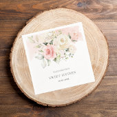 Roze Bloemen Zoet 16 Verjaardag Party Papier Servet