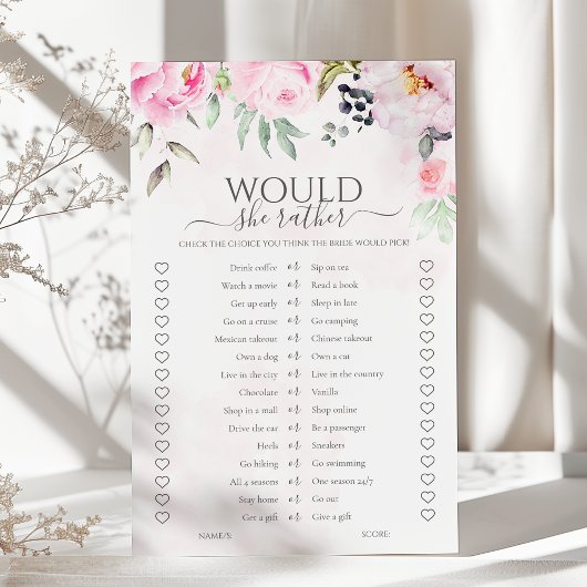 Roze Bloemen Zou ze liever Vrijgezellenfeest spel