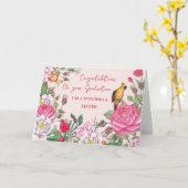 Roze Bloemen Zuster Gefeliciteerd Afstuderen Kaart (Gele Bloem)