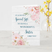 Roze Bloemen Zuster Happy Moederdag Kaart (Gele Bloem)