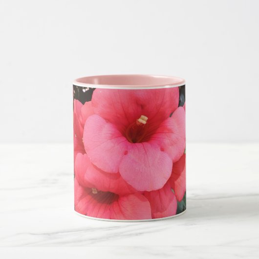 Roze Bloemen Zwart 325 ml Ringer Combo Mok (Midden)