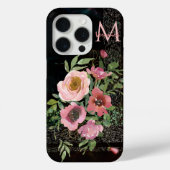 Roze Bloemen zwart Case-Mate iPhone Case (Achterkant)