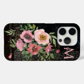 Roze Bloemen zwart Case-Mate iPhone Case (Achterkant (horizontaal))