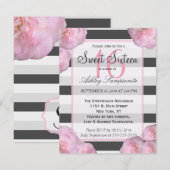 Roze bloemen & zwart, grijs en witte strepen kaart (Voorkant / Achterkant)