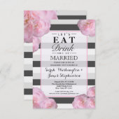 Roze bloemen & zwart, grijs en witte strepen kaart (Voorkant / Achterkant)