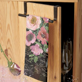 Roze Bloemen Zwart Theedoek