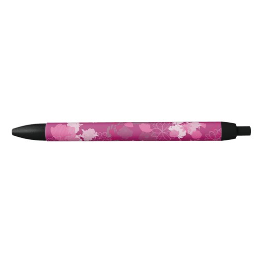 roze bloemen zwarte inkt pen (Voorkant)