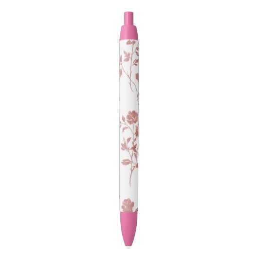 Roze Bloemen Zwarte Inkt Pen (Voorkant Verticaal)