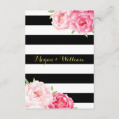 Roze Bloemen Zwarte Streep Bruiloft Richting Invoe Informatiekaartje (Achterkant)