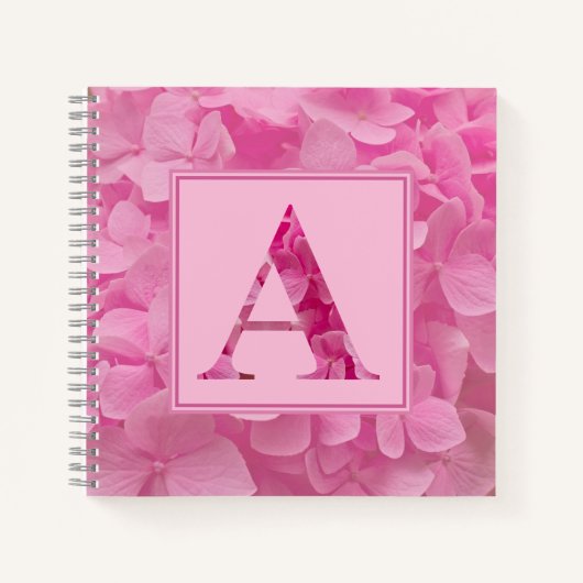 Roze bloemenalfabet letter "A" Journal Notitieboek (Voorkant)
