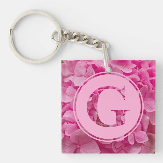 Roze bloemenalfabet letter "G" en XO Sleutelhanger (Voorkant)
