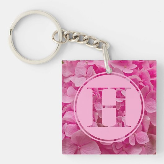 Roze bloemenalfabet letter "H" en XO Sleutelhanger (Voorkant)