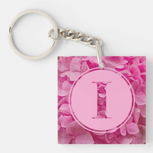 Roze bloemenalfabet letter "I" en XO Sleutelhanger (Voorkant)