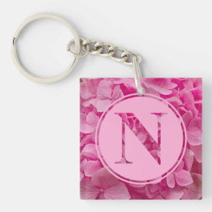 Roze bloemenalfabet letter "N" en XO Sleutelhanger