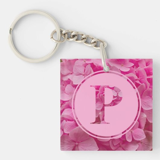 Roze bloemenalfabet letter "P" en XO Sleutelhanger (Voorkant)