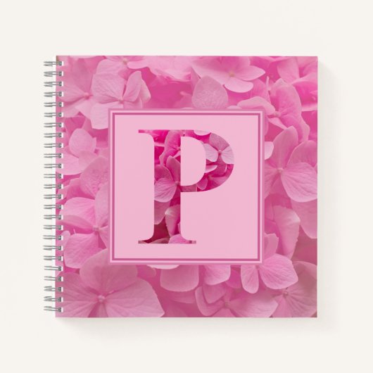 Roze bloemenalfabet letter "P" Journal Notitieboek (Voorkant)