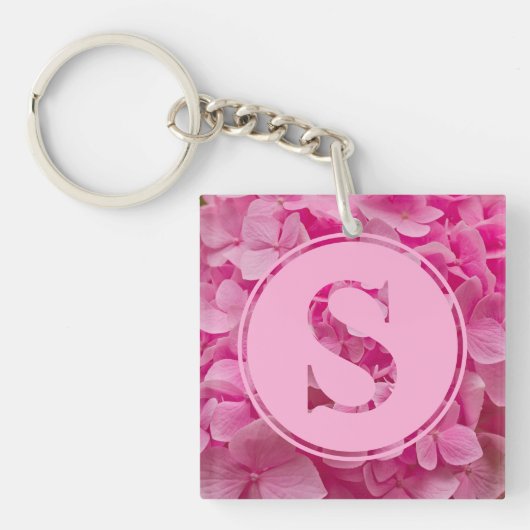 Roze bloemenalfabet letter "S" en XO Sleutelhanger (Voorkant)