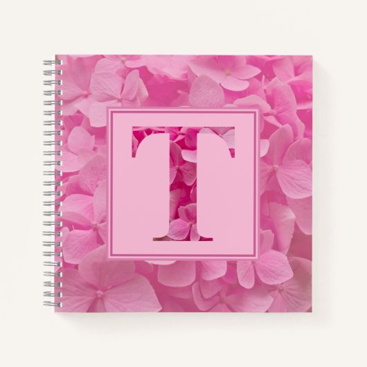 Roze bloemenalfabet letter "T" Journal Notitieboek (Voorkant)
