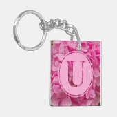 Roze bloemenalfabet letter "U" en XO Sleutelhanger (Voorkant Links)