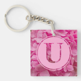 Roze bloemenalfabet letter "U" en XO Sleutelhanger