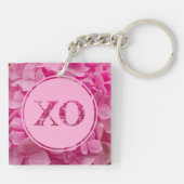 Roze bloemenalfabet letter "U" en XO Sleutelhanger (Achterkant)