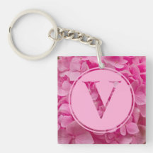 Roze bloemenalfabet letter "V" en XO
