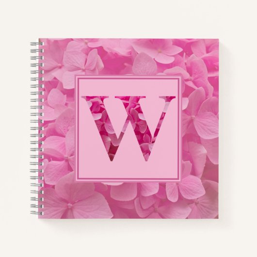 Roze bloemenalfabet letter "W" Journal Notitieboek (Voorkant)