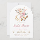 Roze Bloemenanker Nautische Boog Vrijgezellenfeest Kaart (Voorkant)