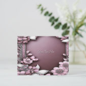 Roze bloemenansichtkaart briefkaart (Staand voorkant)