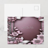 Roze bloemenansichtkaart briefkaart (Voorkant / Achterkant)