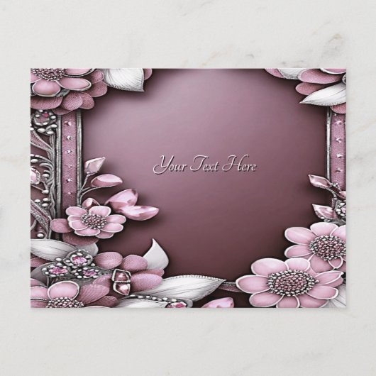 Roze bloemenansichtkaart briefkaart (Voorkant)