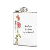 Roze bloemenaquarel bruidsmeisje dank u heupfles (Links)