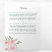 Roze Bloemenaquarel Gouden Lijst Foto Bruiloft Drieluik Uitnodiging (Binnenzijde eerst)